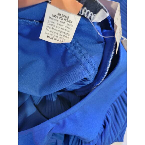 Riccardo women's royal blue Pleated layered vintage Dress from Mervyns  - size 8 - Picture 10 of 12